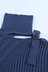 Strapped Cut Out Shoulder Turtleneck Sweater
